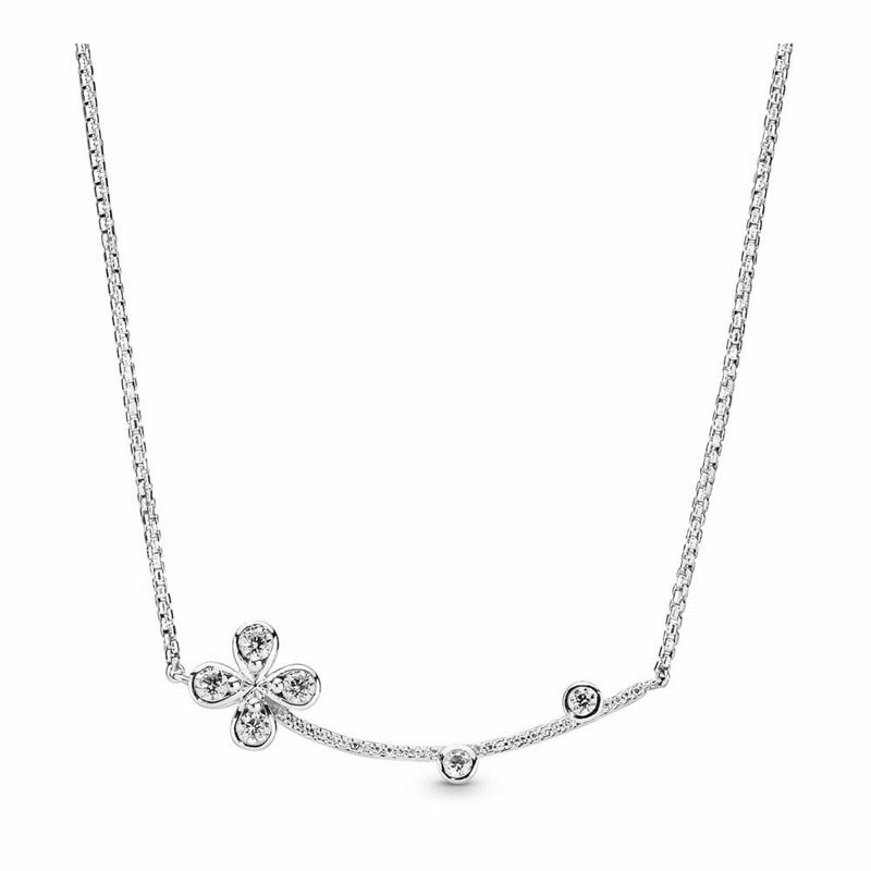 Pandora Four-Petal Flower Necklace Clearance NZ, Sterling Silver (794865-KTG)